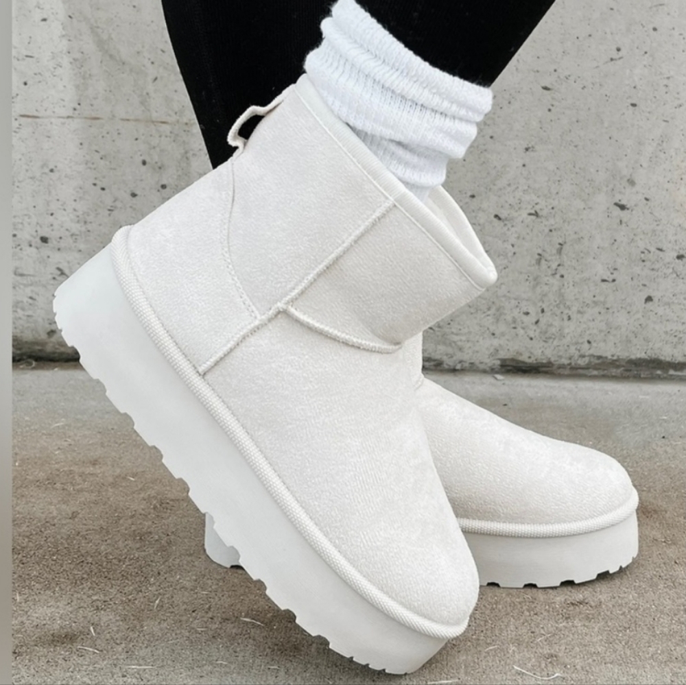 White Platform Booties